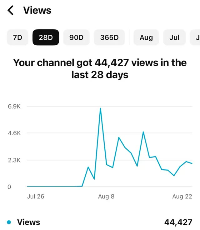 44.4K channel views in 28 days
